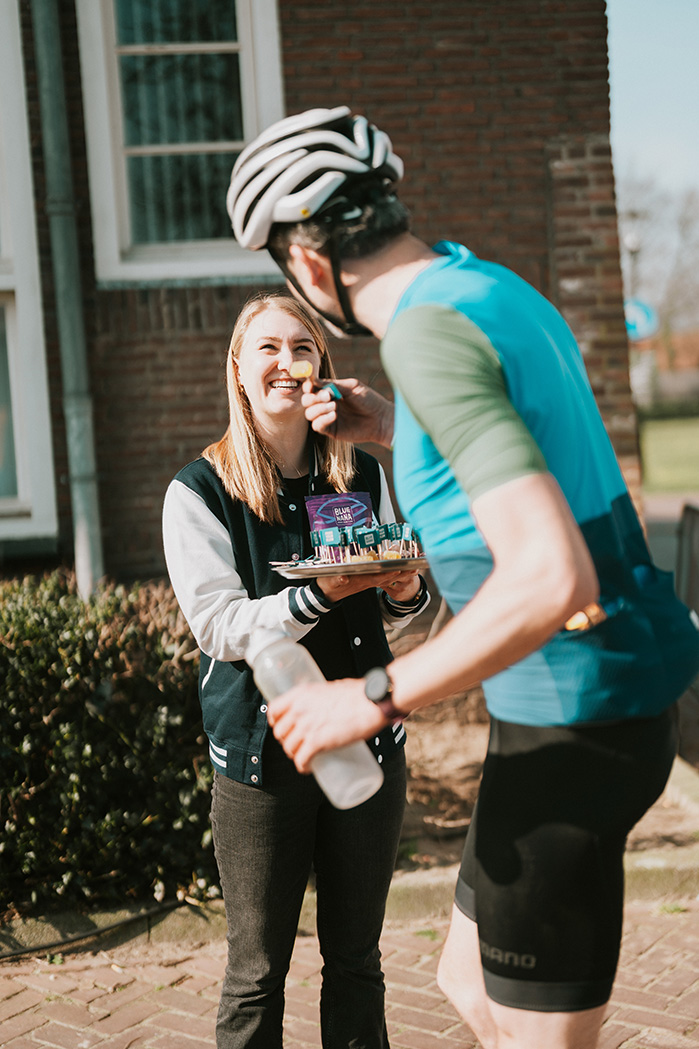 Blue Nana fiets met gele wielen
